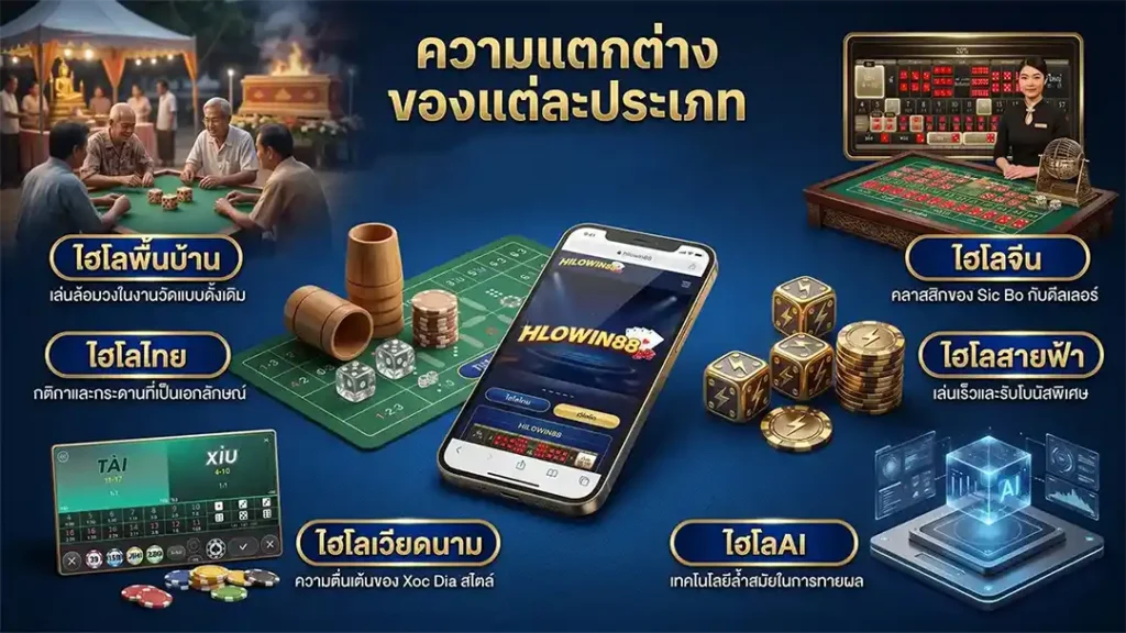 เปรียบเทียบประเภทเกมไฮโลออนไลน์ ทั้งไฮโลไทย พื้นบ้าน สายฟ้า และ AI