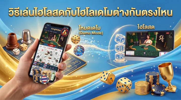 ภาพเปรียบเทียบไฮโลเดโมและไฮโลสด อธิบายความต่างเรื่องกติกา เวลาเดิมพัน และเงินจริง