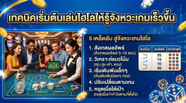 ผู้เล่นใหม่กำลังเรียนรู้เทคนิคไฮโลและอ่านจังหวะเกมไฮโลก่อนวางเดิมพัน