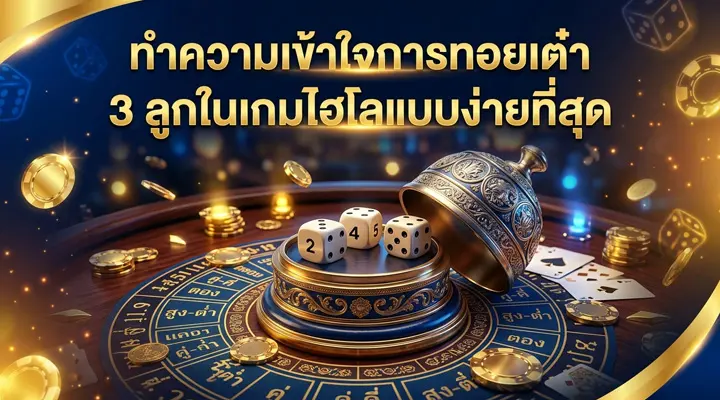 ภาพเต๋าไฮโล 3 ลูกพร้อมตัวอย่างการอ่านผลสูงต่ำและกั๊กไฮโล