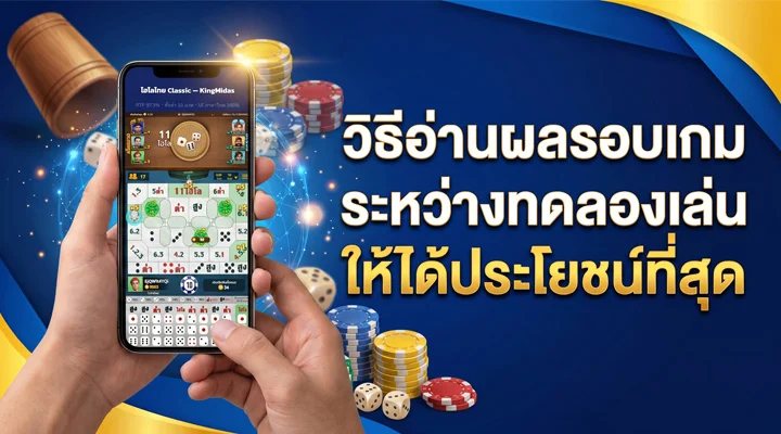 ภาพตัวอย่างการอ่านผลรอบไฮโลระหว่างทดลองเล่นไฮโลฟรีเพื่อเข้าใจกติกาและรูปแบบการจ่ายเงิน