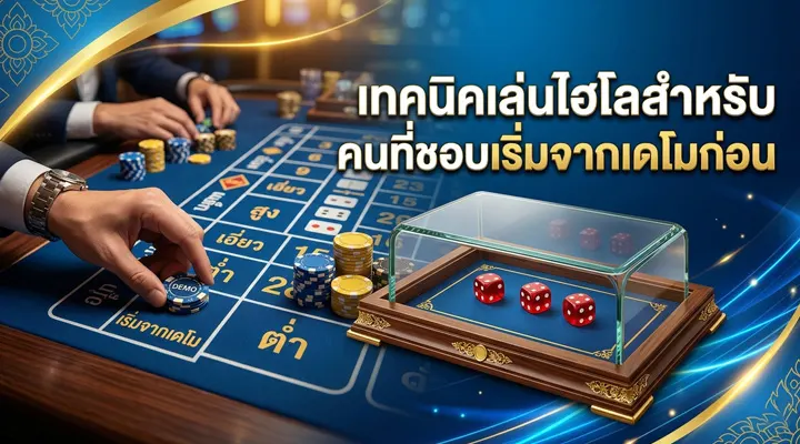 ผู้เล่นกำลังใช้เดโมไฮโลเพื่อฝึกตัดสินใจและทำความเข้าใจก่อนลงเล่นจริง